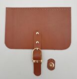 22x24 cm Gerçek Deri Taba Renk Çanta Kapağı Light Gold Metalli