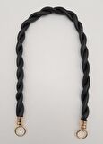 Siyah 10 mm Suni Deri İpli Çanta Sapı Light Gold Metalli