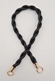 Siyah 10 mm Suni Deri İpli Çanta Sapı Light Gold Metalli