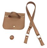 Suni Deri Aysan Model Ayarlı Saplı Bakır Renk Çanta Seti Light Gold Metalli