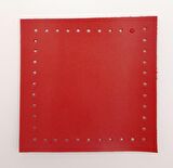 10x10 cm Kare Suni Deri Kırmızı Renk