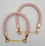 Çift Kısa Kordon Çanta Sapı Pudra Renk Light Gold Metalli