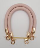 Çift Kısa Kordon Çanta Sapı Pudra Renk Light Gold Metalli