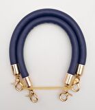 Çift Kısa Kordon Çanta Sapı Lacivert Renk Light Gold Metalli