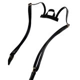 Rugan Deri Sırt Çantası Sapı Siyah Renk Light Gold Metalli