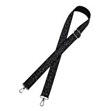 120x3 cm Polyester Kolon Çanta Sapı Siyah Gümüş Simli Gümüş Metalli