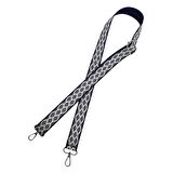 120x3 cm Polyester Kolon Çanta Sapı Lacivert Beyaz Simli Gümüş Metalli