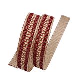 3 cm Polyester Kolon Bej Kırmızı Simli 1 Metre