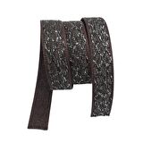 3 cm Polyester Kolon Kahverengi Gümüş Simli 1 Metre