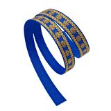 2.5 cm Polyester Kolon Mavi Gold Simli 1 Metre