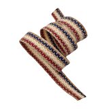 4 cm Jüt Kolon Zincir Desen Lacivert Bordo Krem 1 Metre