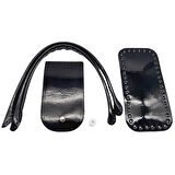 Pelikan Çanta Saplı Parlak Rugan Deri Çanta Seti Siyah Renk