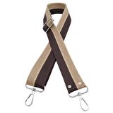 120x4 cm Polyester Kolon Çanta Sapı Kahve Bej Renk Gümüş Metalli