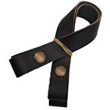 30 cm Gerçek Deri Siyah Renk Çıtçıtlı Sap Antik Metalli