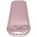 Parlak Rugan Deri 32x12 cm Dikdörtgen Çanta Tabanı Pudra Renk Gümüş Metalli