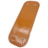 Parlak Rugan Deri 32x12 cm Dikdörtgen Çanta Tabanı Açık Taba Renk Gümüş Metalli