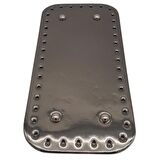 Parlak Rugan Deri 25x12 cm Dikdörtgen Çanta Tabanı Antrasit Renk Gümüş Metalli