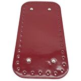 Parlak Rugan Deri 25x12 cm Dikdörtgen Çanta Tabanı Bordo Renk Gümüş Metalli