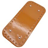 Parlak Rugan Deri 25x12 cm Dikdörtgen Çanta Tabanı Açık Taba Renk Gümüş Metalli