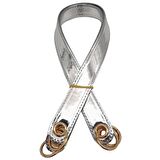 Parlak Rugan Deri Kuş Gözlü Çift Çanta Sapı Gri Renk Light Gold Metalli