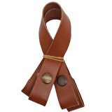 30 cm Gerçek Deri Taba Renk Çıtçıtlı Sap Antik Metalli