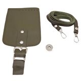 Tokalı Kapak Aparatlı Suni Deri Çanta Seti Haki Renk