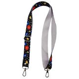 120x3 cm Polyester Kolon Çanta Sapı Çiçekli Gümüş Metalli