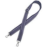 120x3 cm Polyester Kolon Çanta Sapı Lacivert Renk Beyaz Şeritli Gümüş Metalli