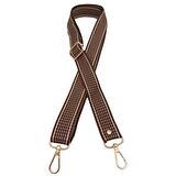 120x3 cm Polyester Kolon Çanta Sapı Açık Kahve Renk Bej Şeritli Light Gold Metalli
