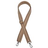 120x3 cm Polyester Kolon Çanta Sapı Bej Renk Kahve Şeritli Gümüş Metalli