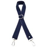 120x3 cm Polyester Kolon Çanta Sapı Lacivert Renk Gümüş Metalli