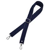 120x3 cm Polyester Kolon Çanta Sapı Lacivert Renk Gümüş Metalli