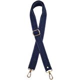 120x3 cm Polyester Kolon Çanta Sapı Lacivert Renk Light Gold Metalli