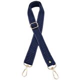 120x3 cm Polyester Kolon Çanta Sapı Lacivert Renk Light Gold Metalli
