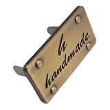 Handmade Yazılı Metal Etiket 3.7x2 cm Plaka Süs Antik Renk