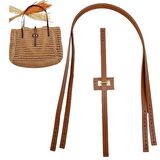 Gerçek Deri Köprü Kilitli Çanta Seti Sütlü Kahve Renk Light Gold Metalli