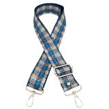 120x4 cm Polyester Kolon Çanta Sapı Gri Turkuaz Renk Gümüş Metalli