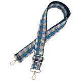 120x4 cm Polyester Kolon Çanta Sapı Gri Turkuaz Renk Gümüş Metalli