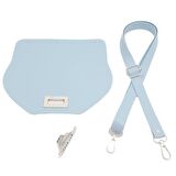 Suni Deri 21x19 cm Kapaklı ve Ayarlı Saplı Çanta Seti Bebe Mavi Renk Gümüş Metalli