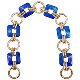 40 cm Kare Akrilik Yaylı Halkalı Çanta Zinciri Mavi Renk Light Gold Metalli