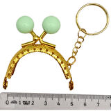 5 cm Anahtarlıklı Toplu Cüzdan Klipsi Su Yeşili Renk Gold Metal