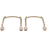 11x9 cm Light Gold Renk İncili Metal Çanta Tutma Sapı