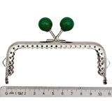 Angel Çanta Aksesuar 10.5 cm Gümüş Metal Yeşil Toplu Dikdörtgen Cüzdan Klipsi Çanta Bursu Model 2