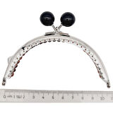 10.5 cm Gümüş Metal Siyah Toplu Oval Cüzdan Klipsi Çanta Bursu Model 2