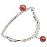 10.5 cm Gümüş Metal Koyu Bordo Toplu Oval Cüzdan Klipsi Çanta Bursu Model 2