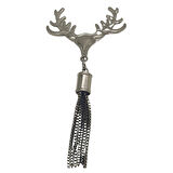 Füme Renk Püsküllü Geyik Model Çanta Süsü