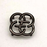 Angel Çanta Aksesuar Füme Renk 2  Cm Çiçek Model Plaka Süs