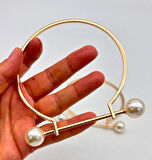 Angel Çanta Aksesuar 9 cm İncili Light Gold Renk İncili Metal Çanta Sapı