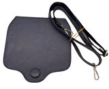 Angel Çanta Aksesuar Suni Deri  Büyük Button Model Lacivert Renk Çanta Deri Seti Gümüş Metal