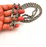 Angel Çanta Aksesuar 120 cm Gümüş Renk  Burgulu Zincir Telefon Aksesuarı, Telefon Zinciri, Telefon Askısı, Telefon Boyun Askısı, Tüm Telefon Kılıfları İçin Uygundur (Kılıf Değildir)